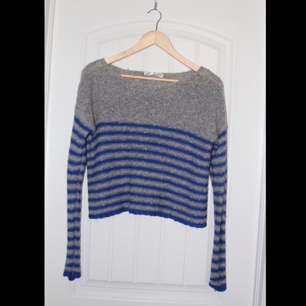 Gray and Blue Striped Sweater